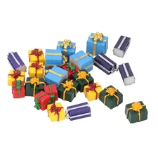 25Pcs Miniature Christmas Present Boxes Resin Ornaments For 1:12 Dollhouse Decor