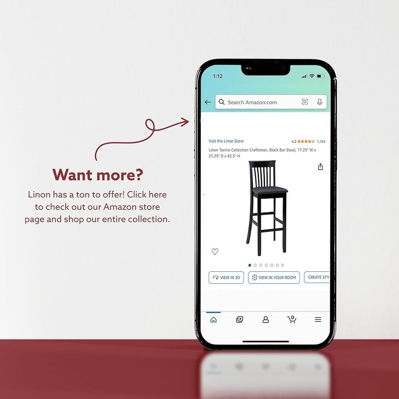 Dark Brown Faux Leather Bar Stool W/ Padded Seat Mission Back Solid Construction