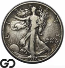 1918 Walking Liberty Half Dollar, VF Better Date