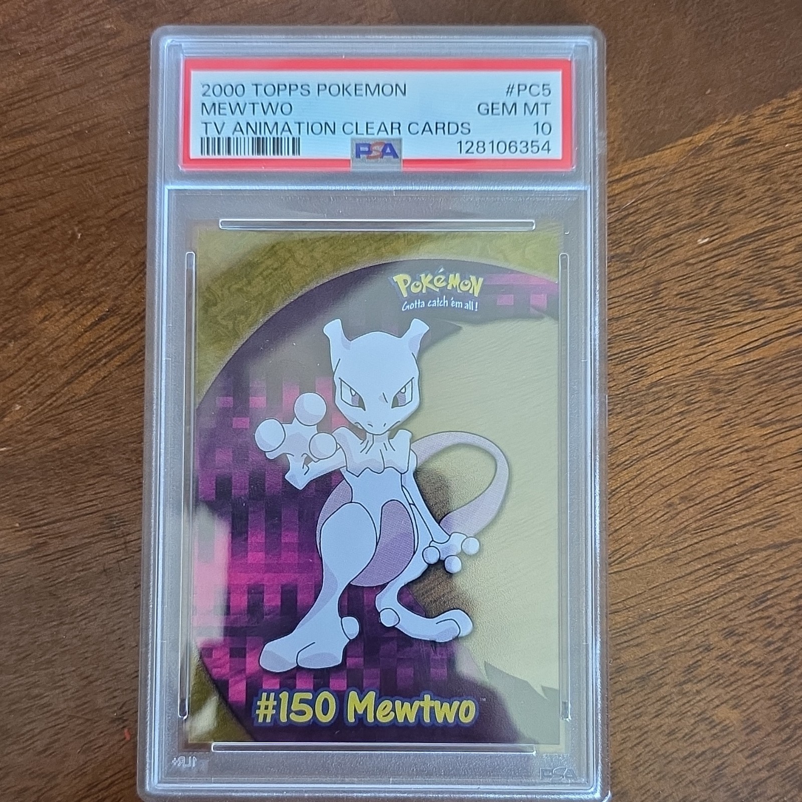 Topps 2000 Pokémon TV Animation Clear Card PC5 Mewtwo PSA 10