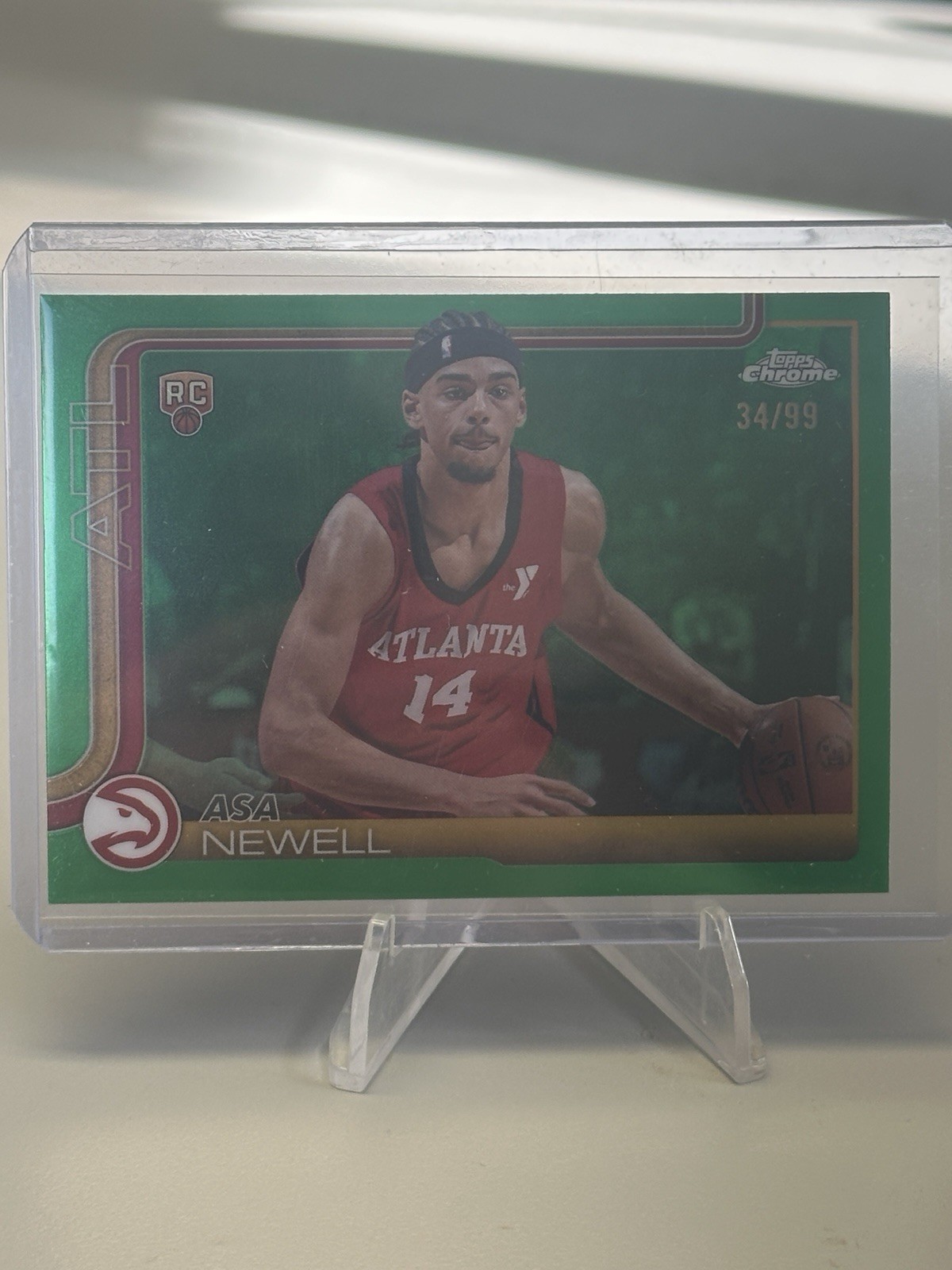 2025-26 Topps Chrome Asa Newell Green Refractor #273 RC Rookie #34/99 Hawks