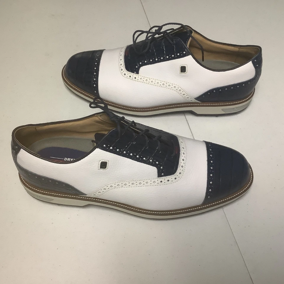 Zapatos de golf FootJoy Dryjoys Premiere Series Tarlow - blancos/azul marino 53904 talla 14 M Foto 2 de 4