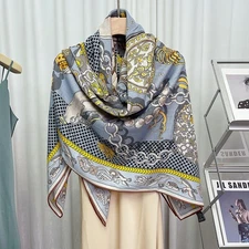 New High Luxury! 30% Silk & 70% Wool Double Sided Color Wrap Scarf Shawl 53]