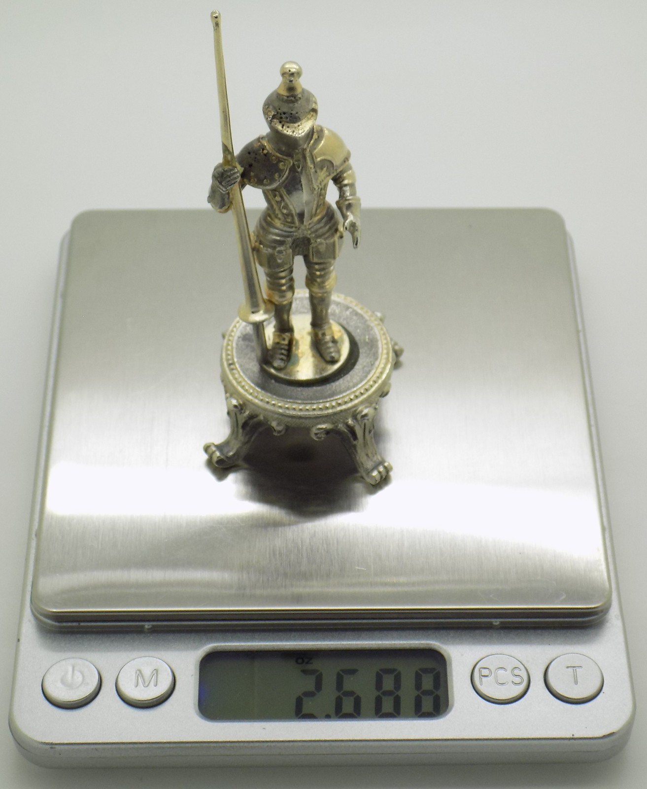 Vintage Italian Genuine Silver Medieval Knight Detailed Figurine Made in Milan