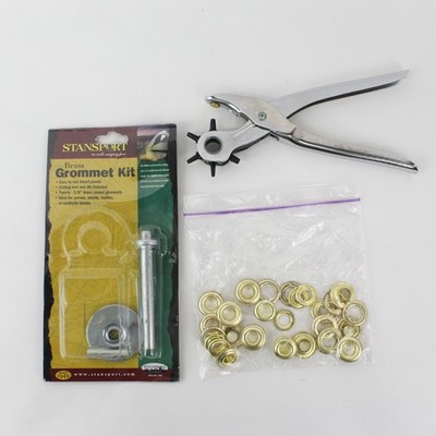 Stansport Messing Ösen Set Plus Dreh-Locheisen 6 Größen