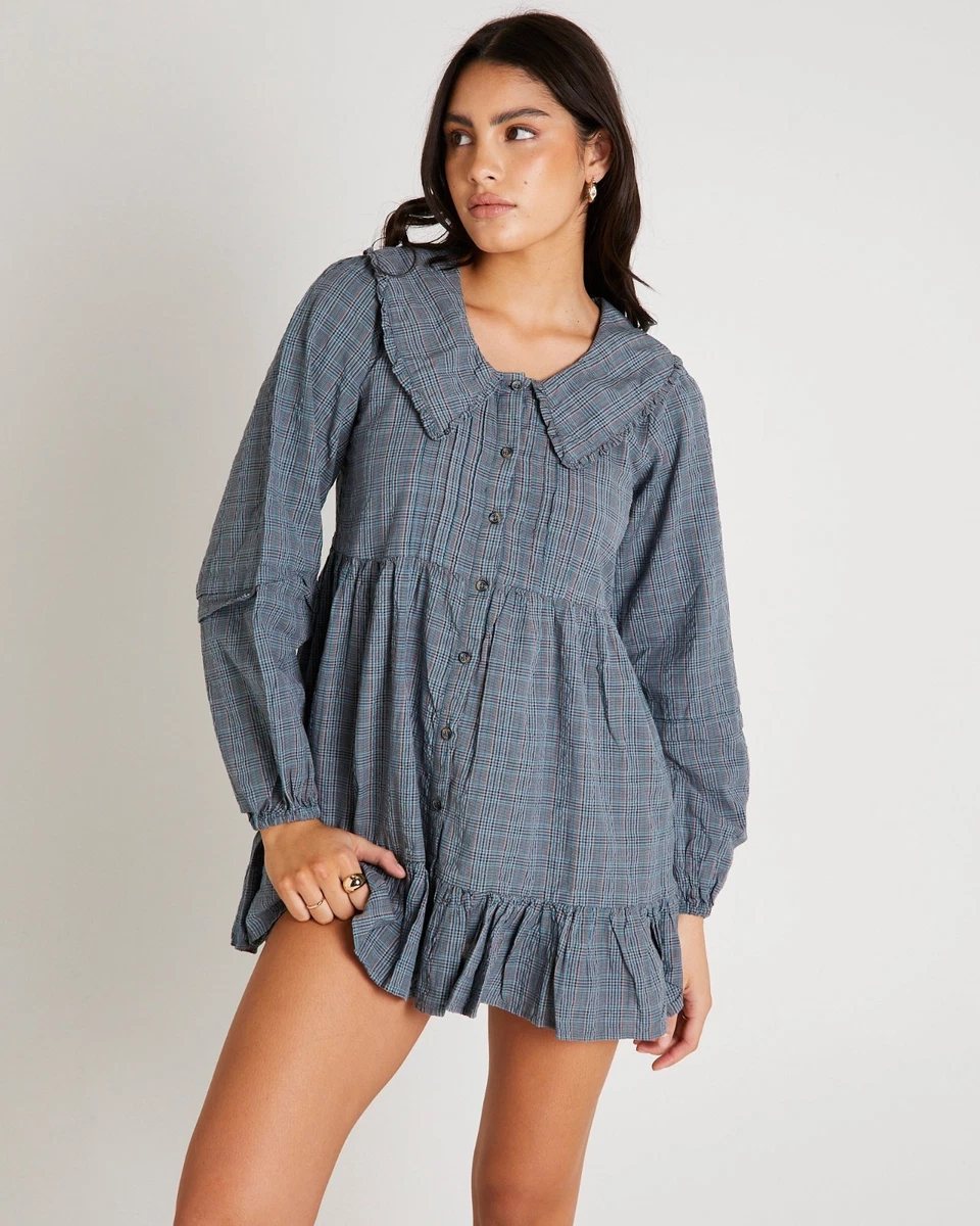 bdg bryn plaid patchwork fit & flare mini dress Cranberry Spice Flannel Mini Dress In Hunter Green S / hunter-green main image 0