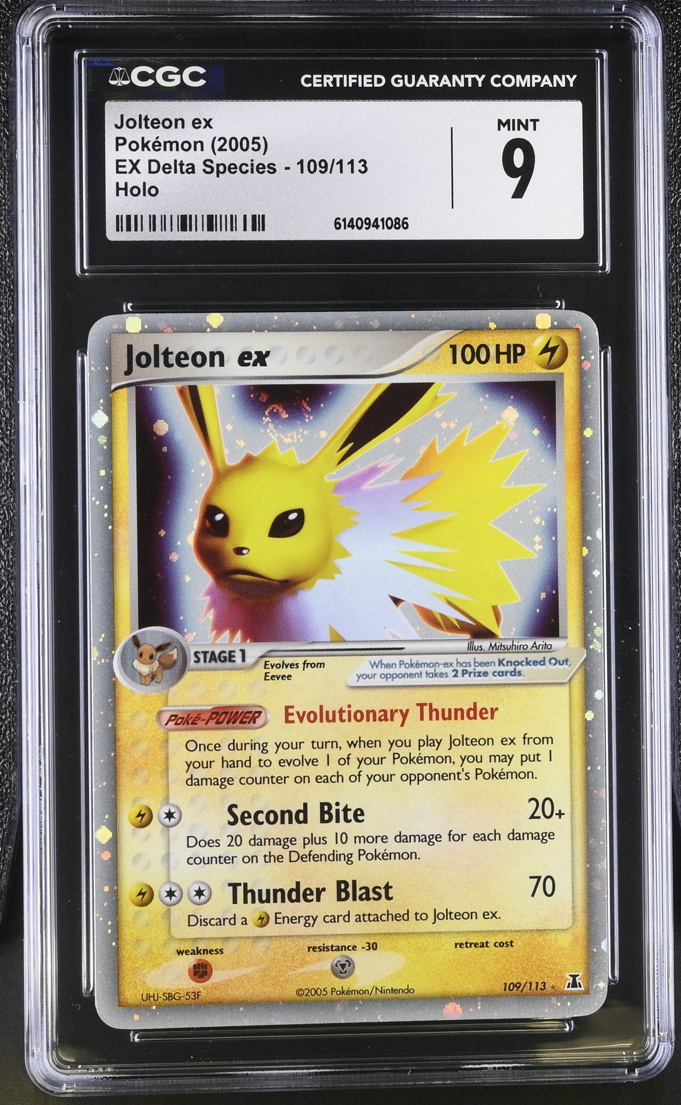 CGC 9 MINT Jolteon EX 109/113 EX Delta Species Holo Swirl Pokemon Card