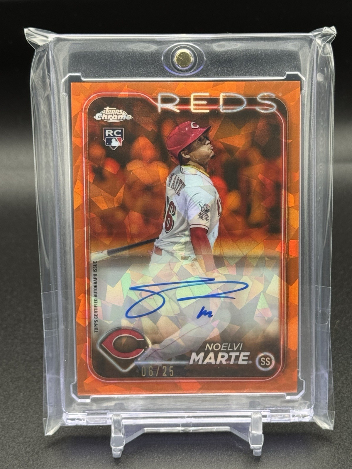 2024 Topps Chrome Upd Sapphire - #USA-NM Noelvi Marte Orange Rookie Auto /25
