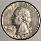 (A-001) 1941-P QUARTER - XF - 90% SILVER - BEAUTIFUL COIN!