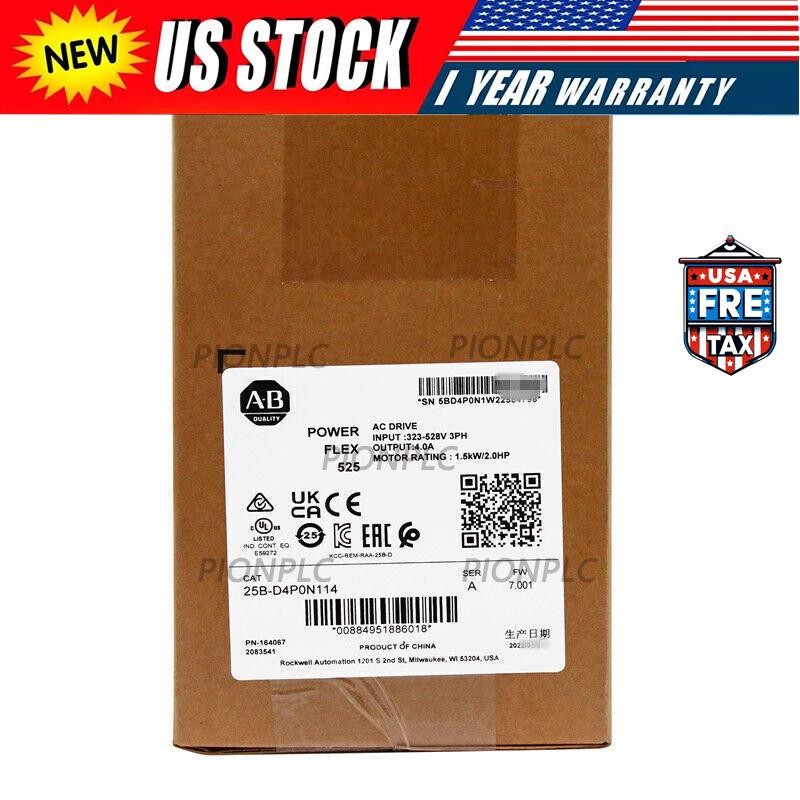 New Sealed Genuine AB 25B-D4P0N114 PowerFlex 525 1.5kW 2Hp AC Drive US Free Tax