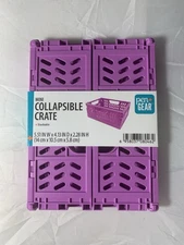 Pen+Gear Mini Collapsible Crate, 5.51" x 4.13" x 2.28", Violet Plastic Stackable