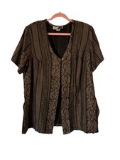 90s Brocade Vintage Stacey Tyler Plus Size Tunic Jacket Whimsigoth Earth tone