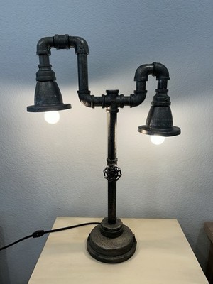 Vintage Steampunk Industrial Pipe reading lamp,2 bulb, table,desk,retro