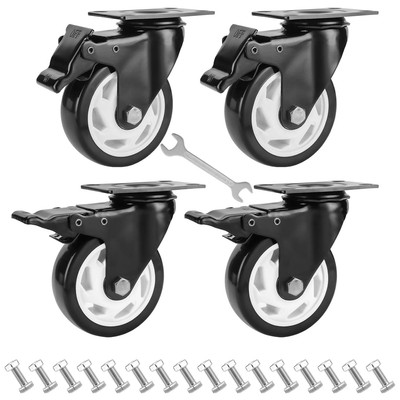#ad 4 Inch Caster Wheels Set of 4 1500Lbs Heavy Duty Industrial Casters with Brakes $33.26