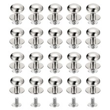20Pack 12mm Ball Head Stud Rivets Screw Back Round Head Button Silver Tone