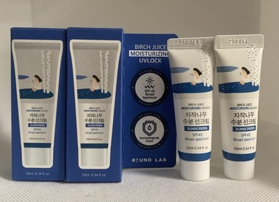 2x Round Lab Birch Juice Moisturizing Sunscreen SPF 45 10ml 0.34oz Lot of 2 New