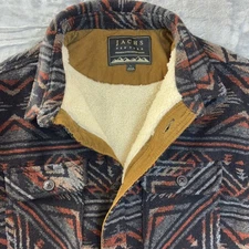 Jachs Sherpa Lined Aztec Jacket Size Large Wool Faux Fur Warm Shacket Southwest