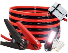 Jumper Cables Heavy Duty 1 Gauge 1GA 30 FT with Quick Connect Plugs Travel Bag 