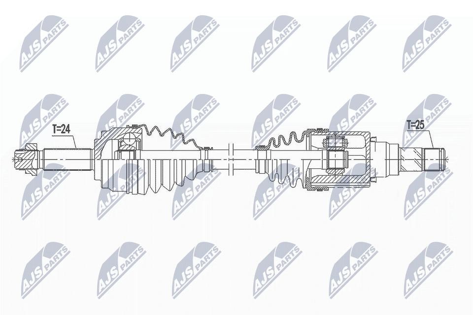 NTY Driveshaft NPW-MS-063 for Mitsubishi Front Axle Left 657 mm 25/24