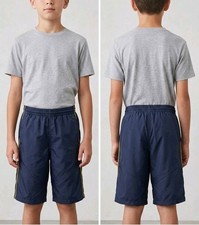 VTG Sportrax Boys 10-12 Zip Off Nylon Shorts Navy Yellow NO LEGS Y2K Windbreaker