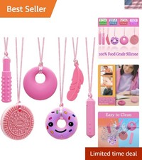 Chew Necklaces for Sensory Kids, Silicone Chewy Necklace for Children with Au...