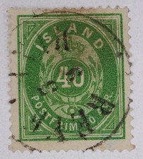 Iceland Scott 14 40a 1876 Green Numeral Used Stamp