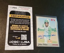 1970 Topps # 55 John Odom Autograph Signed Card JSA COA  Oakland Athletics