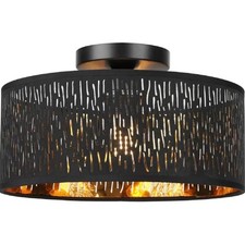 Deckenlampe Schwarz rund 30cm Stofflampe E27 Wohnzimmer Schlafzimmer Küche Retro