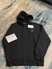 NWT Nike Air Jordan Brooklyn Fleece Black  White Full Zip Hoodie Men  s Sz S