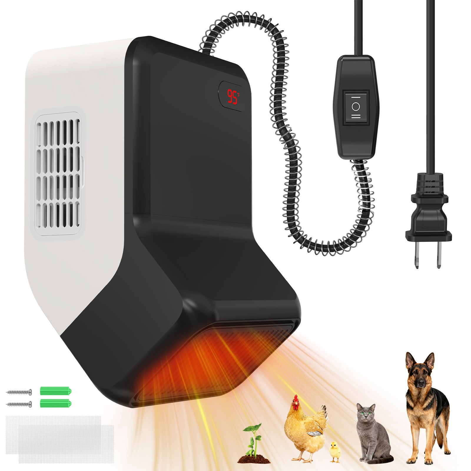 Chicken Coop Heater Dog House Heat Radiant Space Heater Wall Mount 95-100.4°F