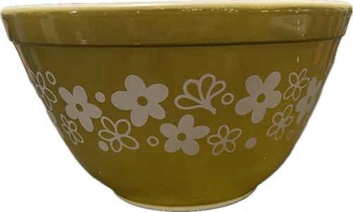 Vintage Pyrex Spring Blossom Crazy Daisy # 401 Green Small Mixing Bowl