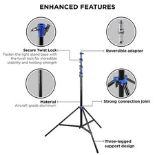 Flashpoint 13' Blue Color Coded Pro Air Cushioned Heavy Duty Light Stand for Pho