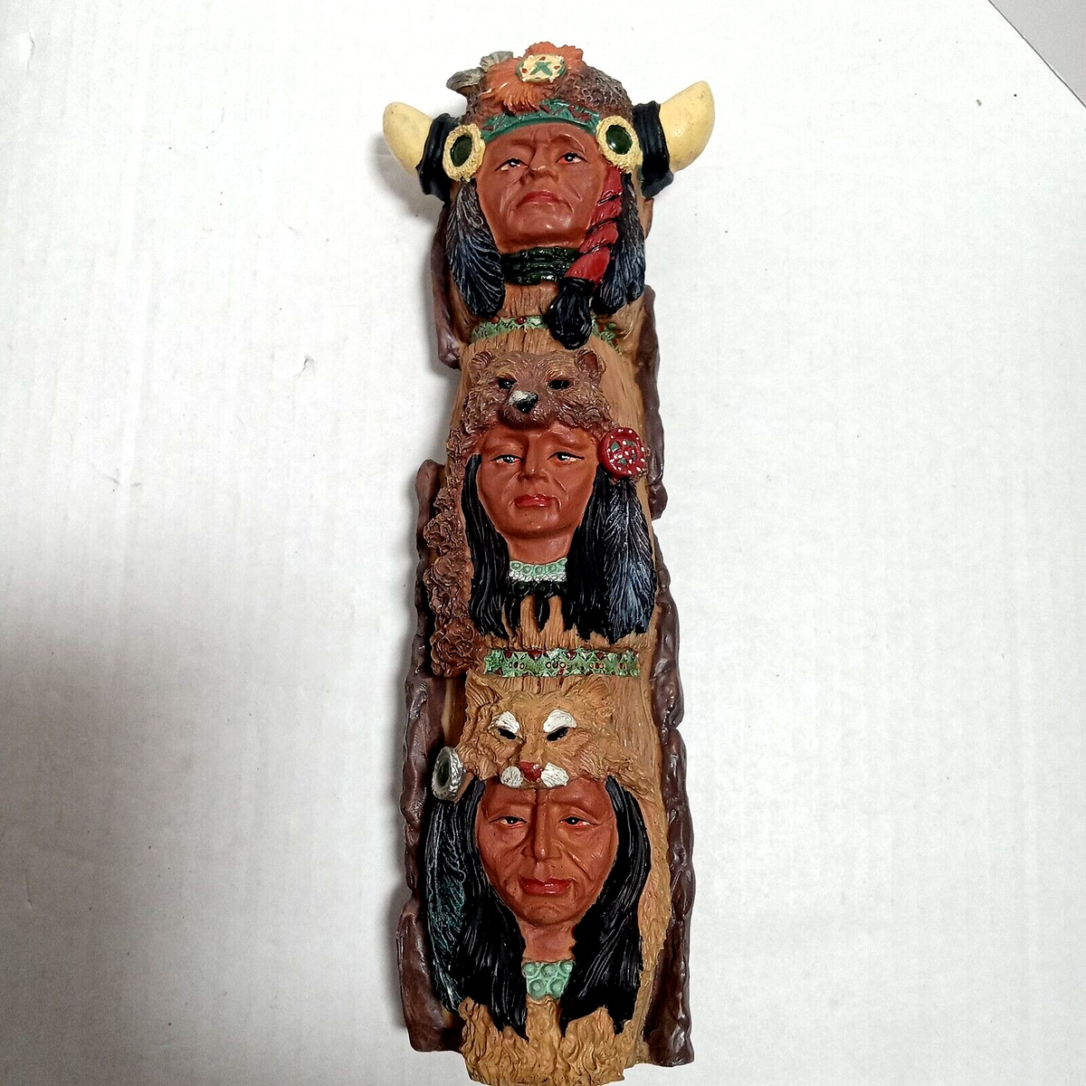 Native American Indian Totem Pole Statue Buffalo Bear & Fox Native American Indian Totem Pole Statue Buffalo Bear & Fox