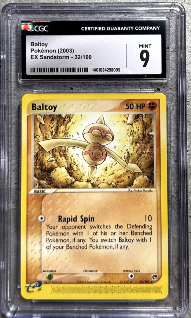 Pokémon Card Baltoy CGC 9 Mint, e-Reader EX Sandstorm 32/100, 2003 (1)