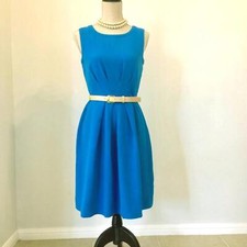 Tahari Blue Sleeveless Dress with Belt (NEW)