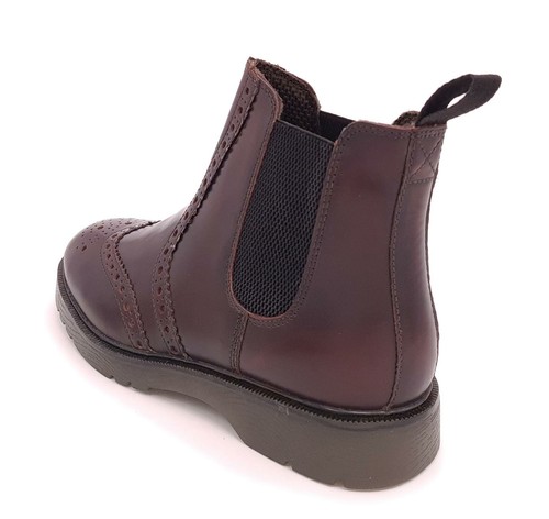 Mens Leather Brogue Chelsea Boots Pull On Oxblood Frank James Walkton 2 - Picture 3 of 5