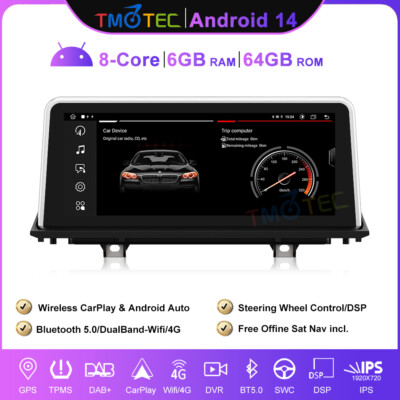 Für BMW X5 E70 X6 E71 CCC 10.25'' Androidauto CarPlay Android 14 IPS BT Navi GPS