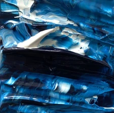 DEEP TURQUOISE BLUE OCEAN WAVE Acrylic Miniature Painting 2"x2" Julia Garcia NEW