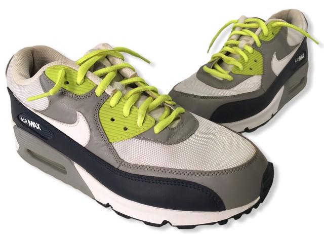 navy blue and lime green air max