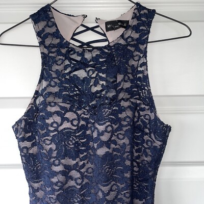 NWT My Michelle Lace Dress size 7 Navy Blue Black body con | eBay NWT My Michelle Lace Dress size 7 Navy Blue Black body con | eBay