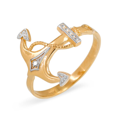 Zweifarbiger Gold Anker Diamant Ring (erhältlich in Gelb-/Rosé-/Weißgold)