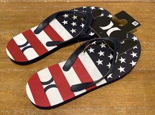 HURLEY Men s Size 10 Merica Flip Flop Sandals Red White Blue American Flag 42