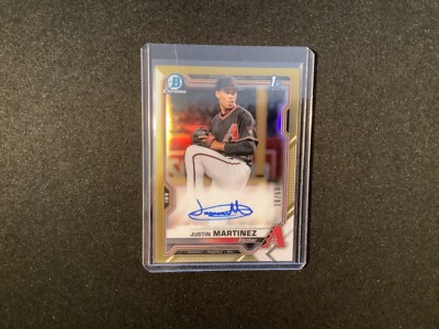 2021 Bowman Chrome Justin Martinez 1st True Gold Refractor Auto SP 18/50