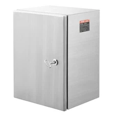 24"x 20"x 8", 304 Stainless Steel Electrical Enclosure Box with Hinged Lock