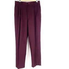VTG Womens Pants 12 Petite Burgundy Purple Straight Leg High Waist Pleated 80s