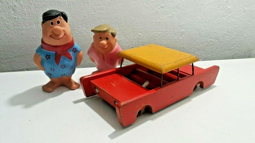 GIOCATTOLO MINIATURE VINTAGE FLINTSTONES FRED AND WILMA GOMMA MORBIDA ANNI '70 ERA SOVIETICA - Foto 9 di 12
