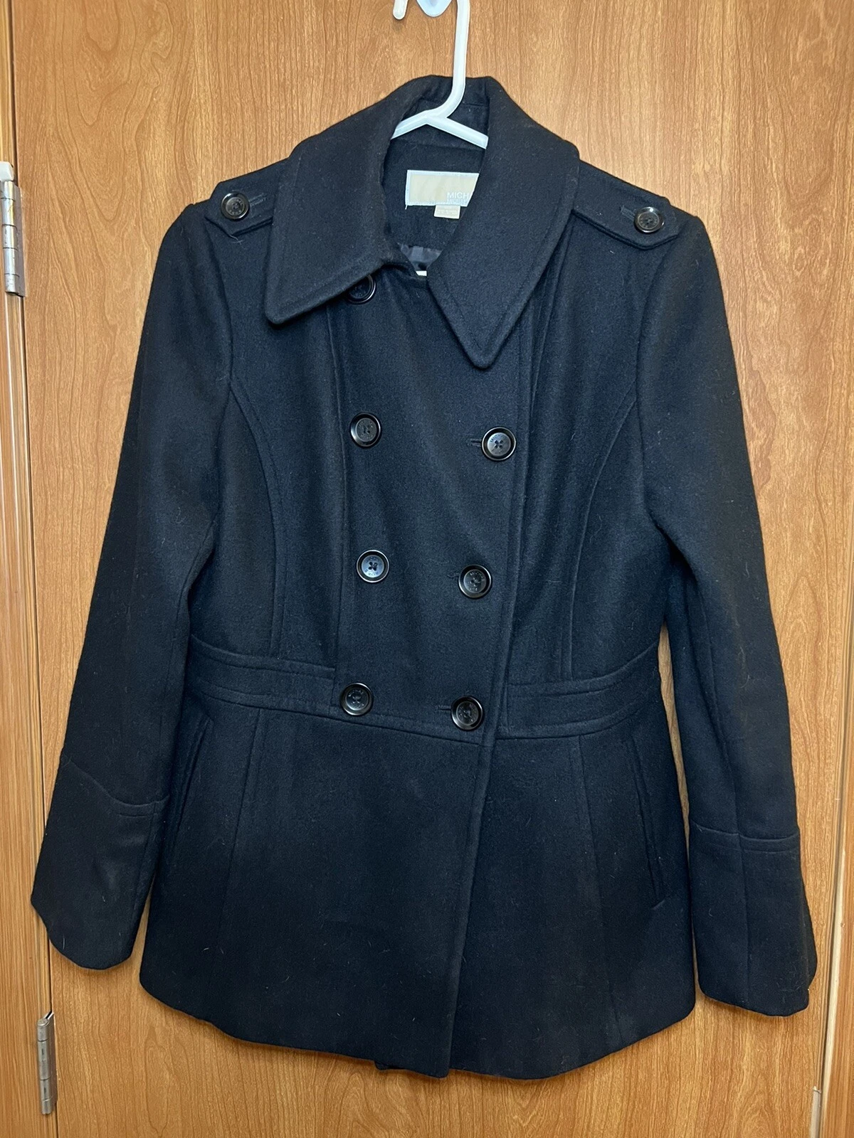 Michael Kors Women's Size Small Coat Black PeaCoat Double Breasted Wool Blend