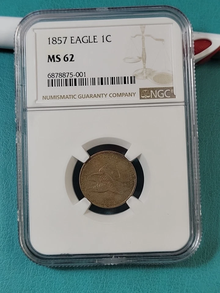 1857 1C Flying Eagle One Cent Penny NGC MS62 MS-62 MS 62 HIGH GRADE - Image 4 of 4