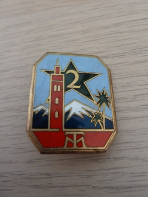 Insigne Militaire Original – 2° RTM Tirailleurs Marocains – Indochine/Algérie – 1950s