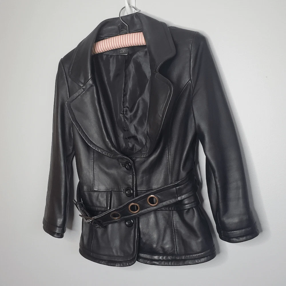 Moda International 2 Leather Jacket Black Fitted Victoria s Secret